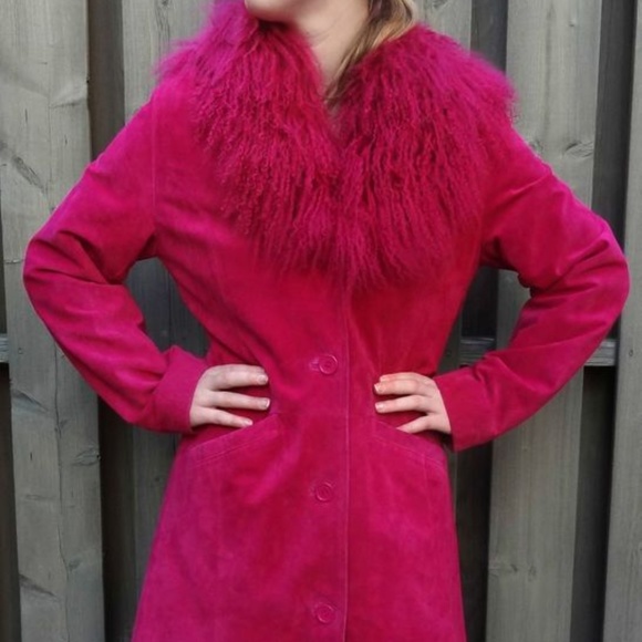 Danier Jackets & Blazers - Fuchsia Danier  Leather Suede 3/4 Lined Jacket